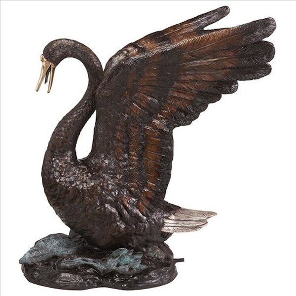 Swan bronze piped for optional pond or fountain use sculpture grace